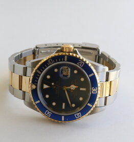 Rolex Preowned Two Tone Rolex Submariner Watch w/ Blue Dial