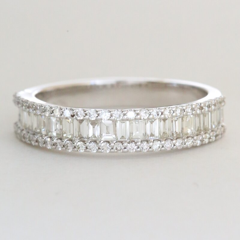American Jewelry 14k White Gold.29ctw Diamond Baguette Wedding Band