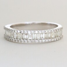 American Jewelry 14k White Gold.29ctw Diamond Baguette Wedding Band