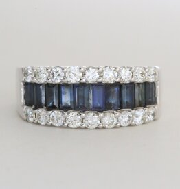 American Jewelry 14k White Gold 1.77ctw Sapphire .85ctw Diamond Baguette & Round Ring