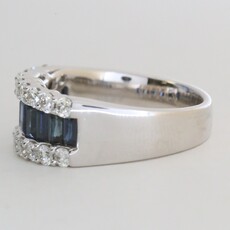 American Jewelry 14k White Gold 1.77ctw Sapphire .85ctw Diamond Baguette & Round Ring