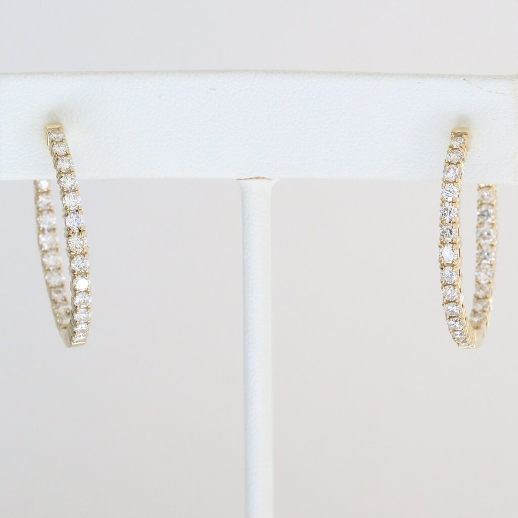 American Jewelry 14k Yellow Gold 1.95ctw Diamond Oval Inside Out Hoop Earrings