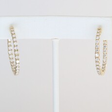 American Jewelry 14k Yellow Gold 1.95ctw Diamond Oval Inside Out Hoop Earrings