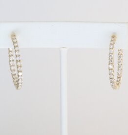 American Jewelry 14k Yellow Gold 1.95ctw Diamond Oval Inside Out Hoop Earrings
