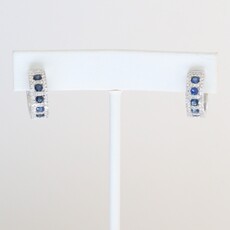 American Jewelry 14k White Gold .87ctw Sapphire .52ctw Diamond Hoop Earrings