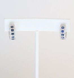 American Jewelry 14k White Gold .87ctw Sapphire .52ctw Diamond Hoop Earrings