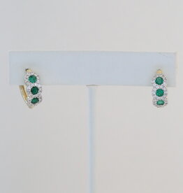 American Jewelry 14k White Gold .80ctw Emerald .54ctw Diamond Hoop Earrings
