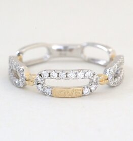 American Jewelry 14k White/Yellow Gold .20ctw Diamond Paperclip Link Ring