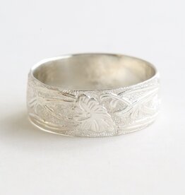 American Jewelry Sterling Silver Engraved Design Band Ring