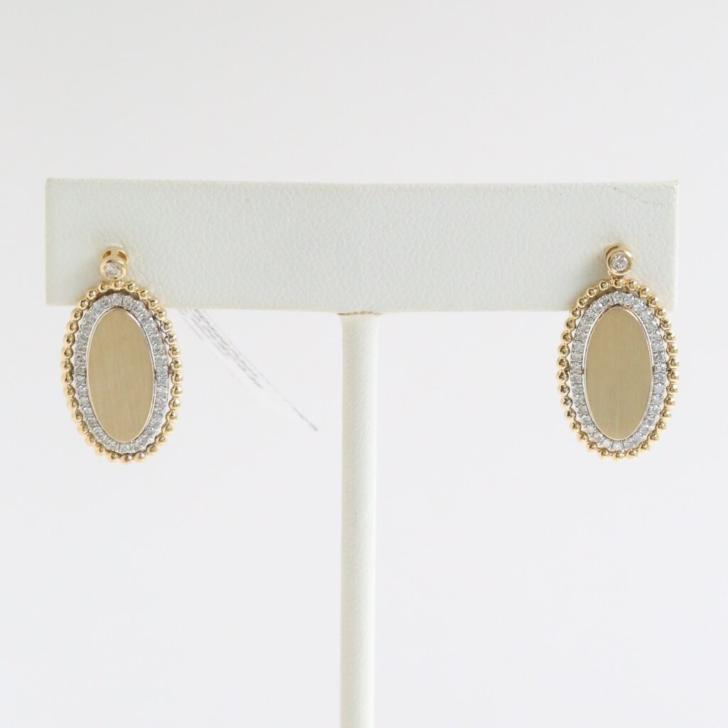 American Jewelry 14k Yellow Gold .40ctw Diamond Oval Beaded Earrings