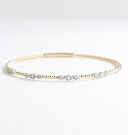 American Jewelry 14k White/ Yellow Gold Milgrain Beaded Bangle Bracelet