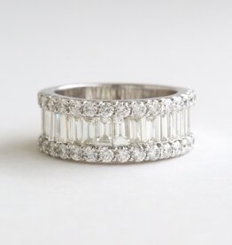 14k White Gold 3ctw Diamond Baguette & Round Band RIng