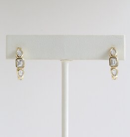 American Jewelry 14k Yellow Gold .46ctw Diamond Pear & Emerald Cut Bezel Hoop Earrings