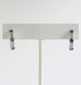 American Jewelry 14k White Gold .36ctw Diamond .72ctw Sapphire Milgrain Hoop Earrings
