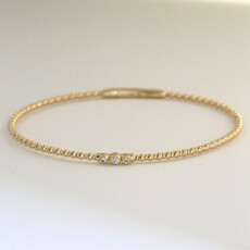 American Jewelry 14k Yellow Gold .06ctw DIamond Accent Beaded Bangle Bracelet