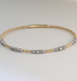 American Jewelry 14k Yellow Gold .35ctw Diamond Milgrain Beaded Bangle Bracelet
