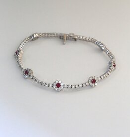 American Jewelry 14k White GOld 2.78ctw Diamond .63ctw Ruby Station Bracelet