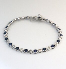 American Jewelry 14k White Gold 4.12ctw Sapphire 1.15ctw Diamond Bezel Bracelet