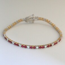 American Jewelry 14k Yellow Gold 2.82ctw Ruby 1.35ctw Diamond Tennis Bracelet