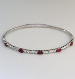 American Jewelry 14k White Gold 1.49ctw Ruby 1.12ctw Diamond Bangle Bracelet