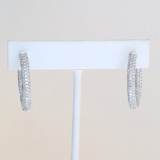 American Jewelry 14k Yellow Gold 2.01ctw Diamond Pave Hoop Earrings