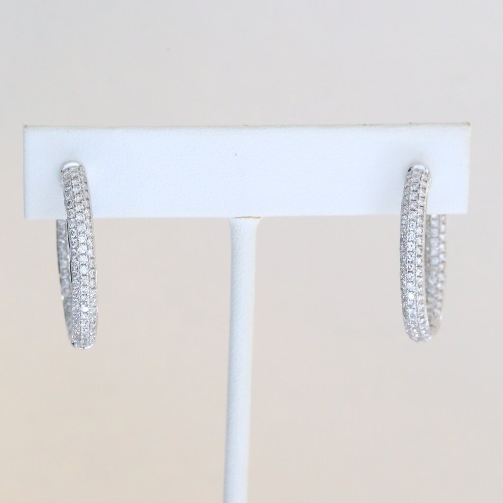 American Jewelry 14k Yellow Gold 2.01ctw Diamond Pave Hoop Earrings