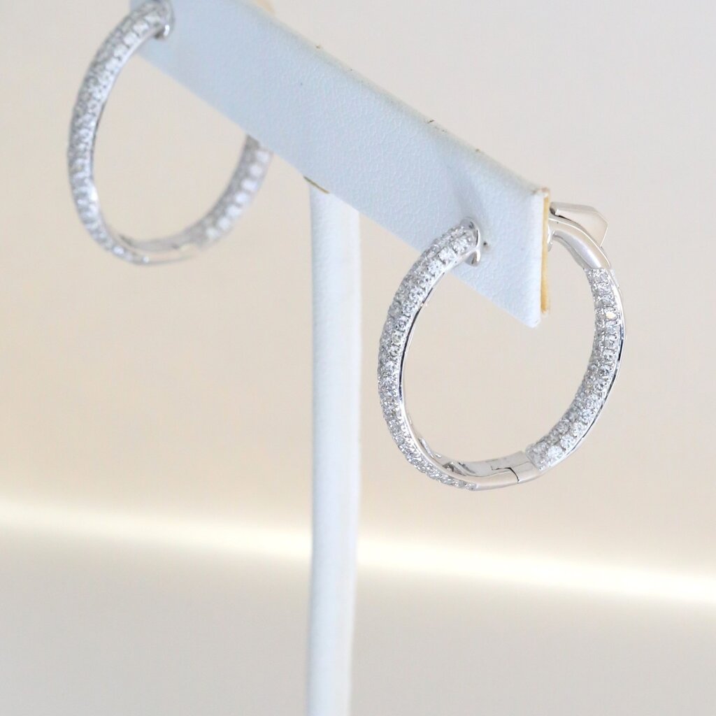 American Jewelry 14k Yellow Gold 2.01ctw Diamond Pave Hoop Earrings