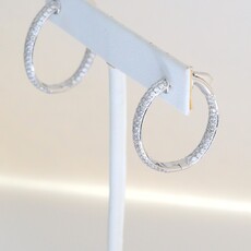 American Jewelry 14k Yellow Gold 2.01ctw Diamond Pave Hoop Earrings