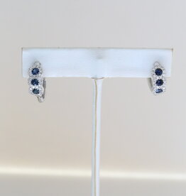 American Jewelry 14k White Gold 1.35ctw Sapphire .61ctw Diamond Hoop Earrings