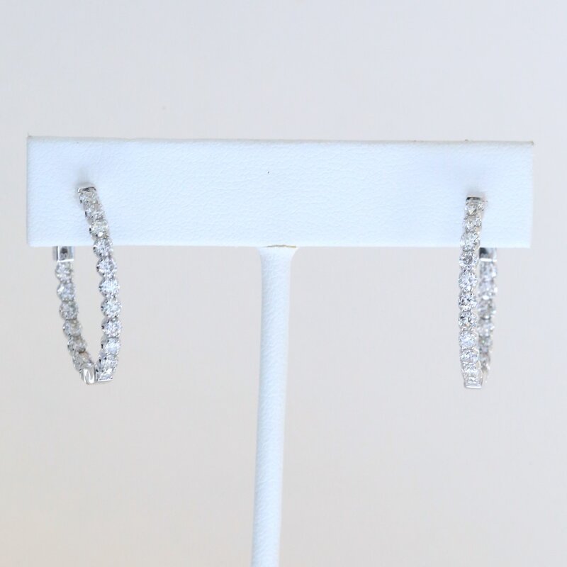 American Jewelry 14k White Gold 1.91ctw Diamond Inside Out Hoop Earrings