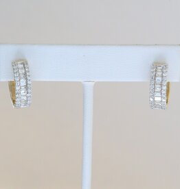 American Jewelry 14k Yellow Gold 1.83ctw Diamond Baguette & Round Hoop Earrings