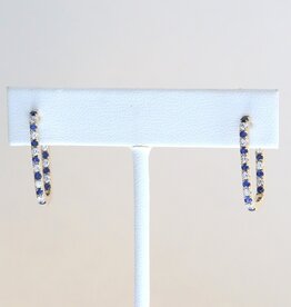 American Jewelry 14k Yellow Gold .63ctw Diamond .44ctw Sapphire Rectangular Hoop Earrings