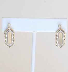 American Jewelry 14k Yellow Gold .35ctw Diamond Beaded Hexagon Dangle Earrings
