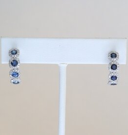 American Jewelry 14k White Gold .54ctw Diamond .93ctw Sapphire Hoop Earrings