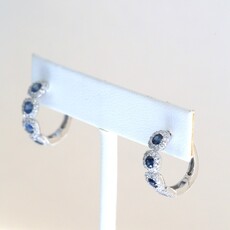American Jewelry 14k White Gold .54ctw Diamond .93ctw Sapphire Hoop Earrings
