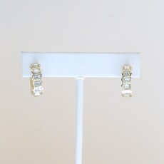 American Jewelry 14k Yellow Gold 1.85ctw Baguette Ridged Hoop Earrings