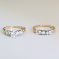 American Jewelry ESTATE 14k Yellow Gold Approx. 2.25ctw (1.5 Ring .75 Band) H/I1 Engagement Ring Wedding Band Set