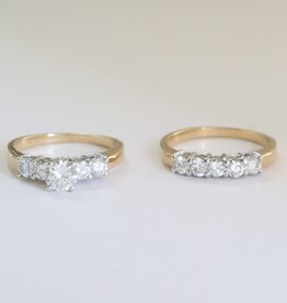 American Jewelry ESTATE 14k Yellow Gold Approx. 2.25ctw (1.5 Ring .75 Band) H/I1 Engagement Ring Wedding Band Set