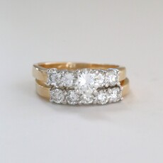 American Jewelry ESTATE 14k Yellow Gold Approx. 2.25ctw (1.5 Ring .75 Band) H/I1 Engagement Ring Wedding Band Set