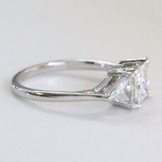 American Jewelry Platinum 1.67ctw (1.01 F/VVS2 GIA Ctr) Princess & Trillion Three Stone Engagement Ring