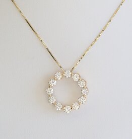 American Jewelry 14k Yellow Gold 1.88ctw Diamond Open Circle Necklace