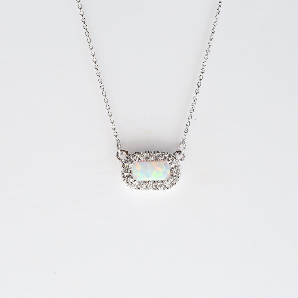 American Jewelry Baguette Gemstone & Diamond Halo Necklace