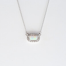 American Jewelry Baguette Gemstone & Diamond Halo Necklace