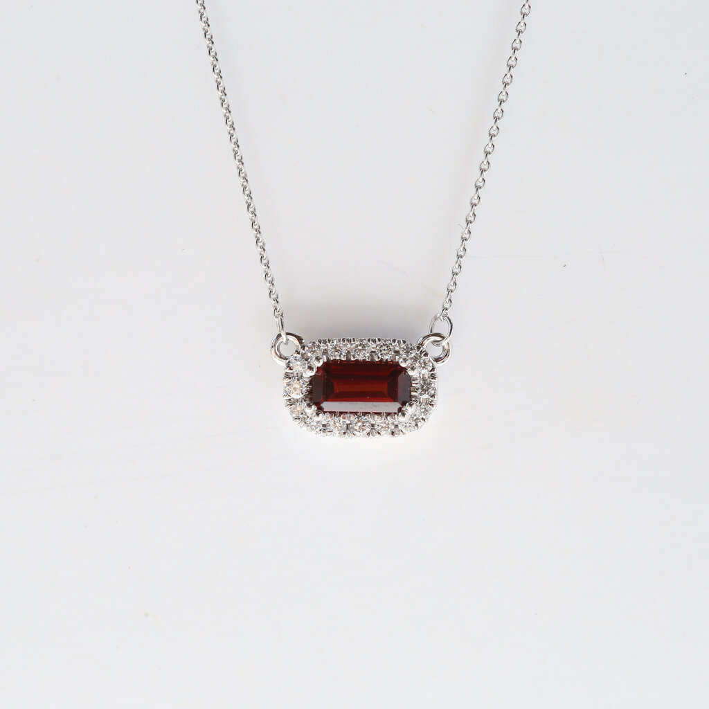 American Jewelry Baguette Gemstone & Diamond Halo Necklace