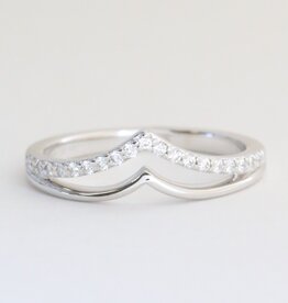 American Jewelry 14k White Gold .17ctw Diamond Double V Contour Wedding Band