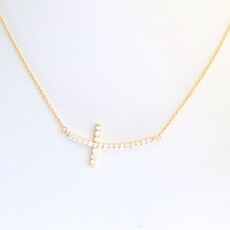 American Jewelry 14k Yellow Gold .32ctw Diamond East to West Cross Necklace