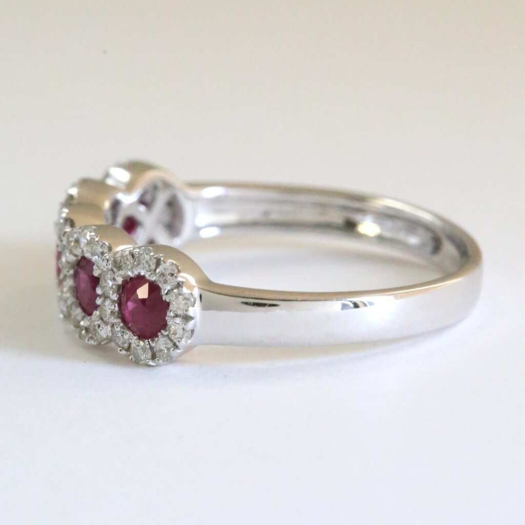 American Jewelry 14k White Gold .79ctw Ruby .44ctw Diamond 5 Stone Band Ring