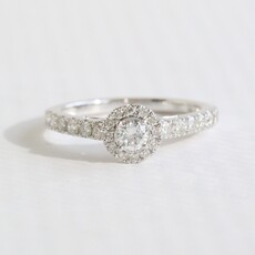 American Jewelry 14k White Gold 1ctw Lab Grown Diamond Halo Engagement Ring