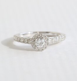 American Jewelry 14k White Gold 1ctw Lab Grown Diamond Halo Engagement Ring
