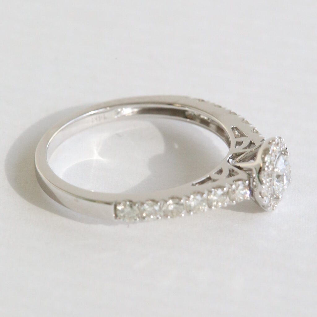 American Jewelry 14k White Gold 1ctw Lab Grown Diamond Halo Engagement Ring